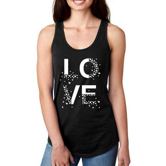 Love Text Scattered Hearts Racerback Tank Women -Image by Shutterstock, Female x-Small