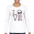thumbnail image 1 of Love Text Skull Women's Long Sleeve T-shirt Vivid Pink Bone Cute Gothic Skeleton Romance Art Valentine Spooky Halloween, 1 of 7