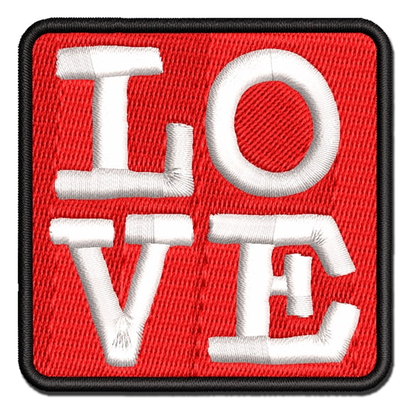 Love Text Stacked Applique Multi-Color Embroidered Hook & Loop Patch - 3 Inch Medium