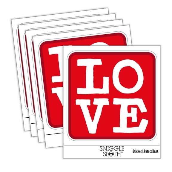 Love Text Stacked Car Window Bumper Water Bottle Phone Tablet Laptop Waterproof Vinyl Decal Sticker Set 5-Pack - Gloss Finish - 3.0"