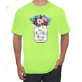 thumbnail image 1 of Love The Little Things Artsy Jar with Flowers Pop Culture Men's Graphic T-Shirt, Safety Green, Large, 1 of 3
