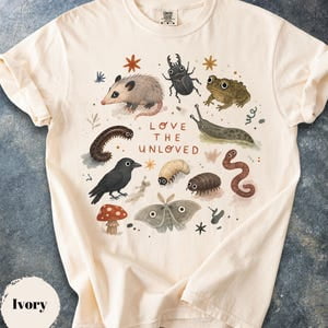 Love The Unloved Shirt, Goblincore Graphic Tee, Odd Animal Shirt, Possum Crow Frog T-Shirt, Alternative Nature Lover Gift, Entomology Tee