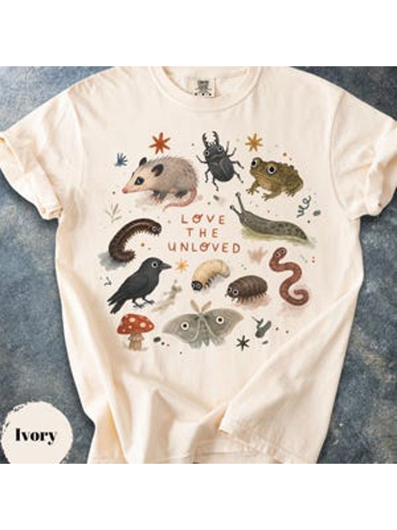 Love The Unloved Shirt, Goblincore Graphic Tee, Odd Animal Shirt, Possum Crow Frog T-Shirt, Alternative Nature Lover Gift, Entomology Tee