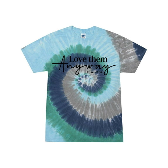 Love Them Anyway Luke 23:34 Christian Unisex Tee Ladies Design Short Sleeve Tie Dye T-shirt-Earth-xxl