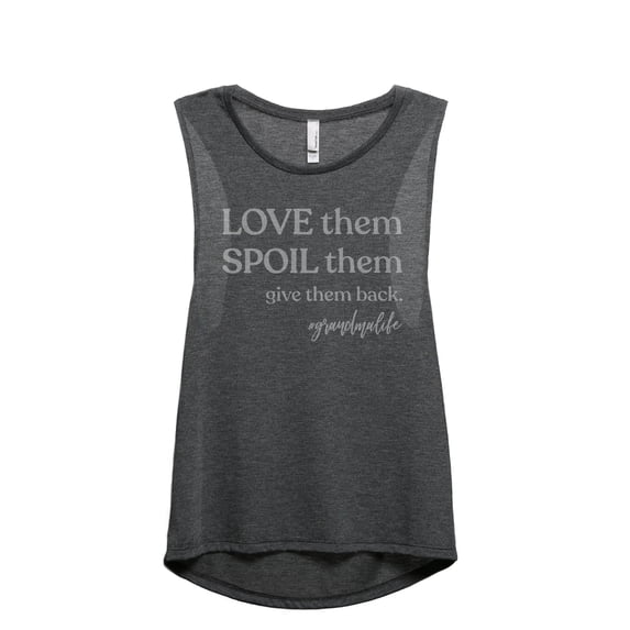 Love Them Spoil Them Give Them Back Women's Fashion Sleeveless Muscle Workout Yoga Tank Top Charcoal Grey 2X-Large