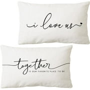 Love Themed Pillowcase Decorations for Home, I Love Us Together is Our Favorite Place to Be Throw Pillow Cover 12 x20  Set of 2,Valentines Day Gifts, Love Gifts