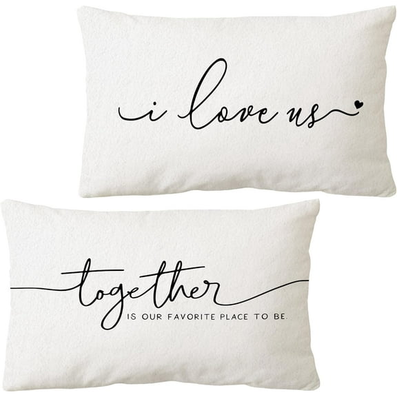Love Themed Pillowcase Decorations for Home, I Love Us Together is Our Favorite Place to Be Throw Pillow Cover 12”x20” Set of 2,Valentine's Day Gifts, Love Gifts