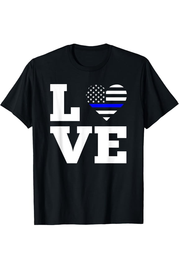 Love Thin Blue Line Police T-Shirt100% cotton short-sleeved shirt for both men and women