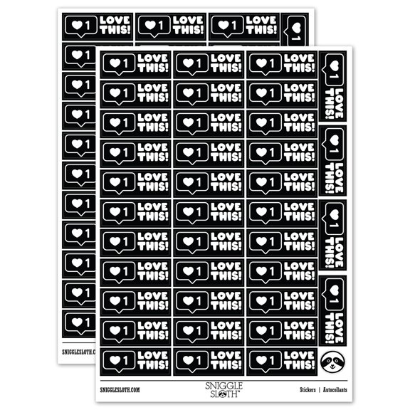 Love This Heart Speech Bubble Teacher Student School Sticker Set - Black - Gloss Finish - 1.5" Small