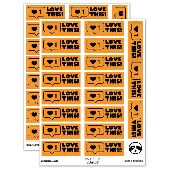 Love This Heart Speech Bubble Teacher Student School Sticker Set - Orange - Matte Finish - 2.00" Large