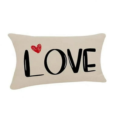 Love Throw Pillow Cover Valentines Day Pillow Case Decoration Mothers Day Spring Farmhouse Cushion Case for Sofa Couch 12" x 20" Beige