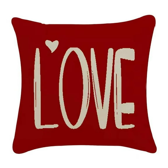 Love Throw Pillow Cover Valentines Day Pillow Case Decoration Mothers Day Spring Farmhouse Cushion Case for Sofa Couch 18" x 18" Red