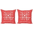 thumbnail image 1 of Love Throw Pillow Cushion Cover Pack of 2, Happy Valentines Day Typography with Tic Tac Toe Game with Hearts Romance, Zippered Double-Side Digital Print, 4 Sizes, Dark Peach and White, by Ambesonne, 1 of 2