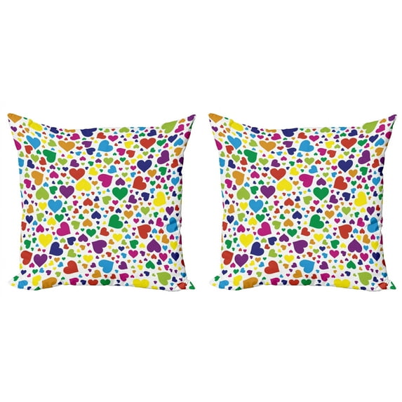 Ambesonne Colorful Throw Pillow Cover 2 Pack, Love Honeymoon Joyful, 20", Multicolor