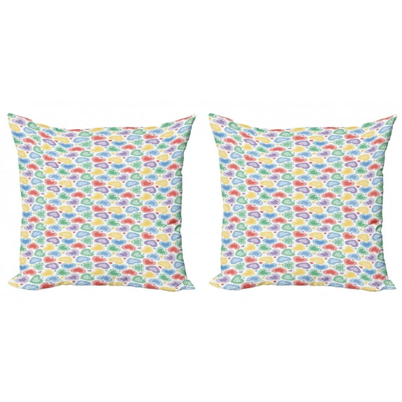 Ambesonne Love Throw Pillow Cover 2 Pack, Patchwork Style Hearts, 18", Multicolor