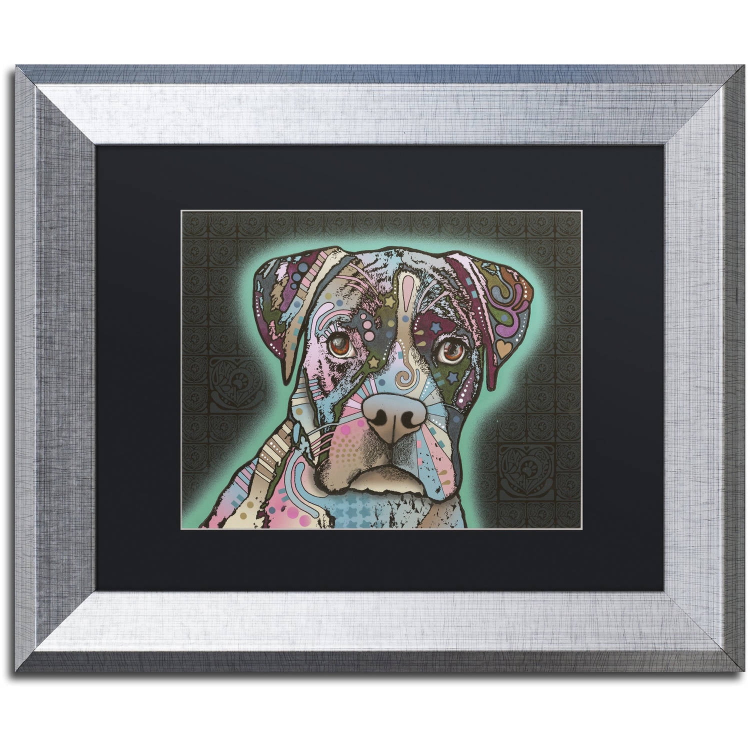 "Love Thy Boxer" Canvas Art by Dean Russo, Black Matte, Silver Frame