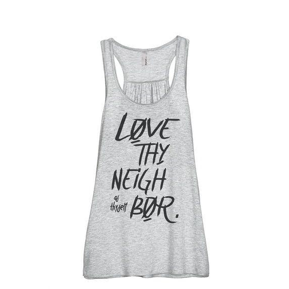 Love Thy Neighbor As Thyself Women's Fashion Sleeveless Flowy Racerback Workout Yoga Tank Top Sport Grey 2X-Large