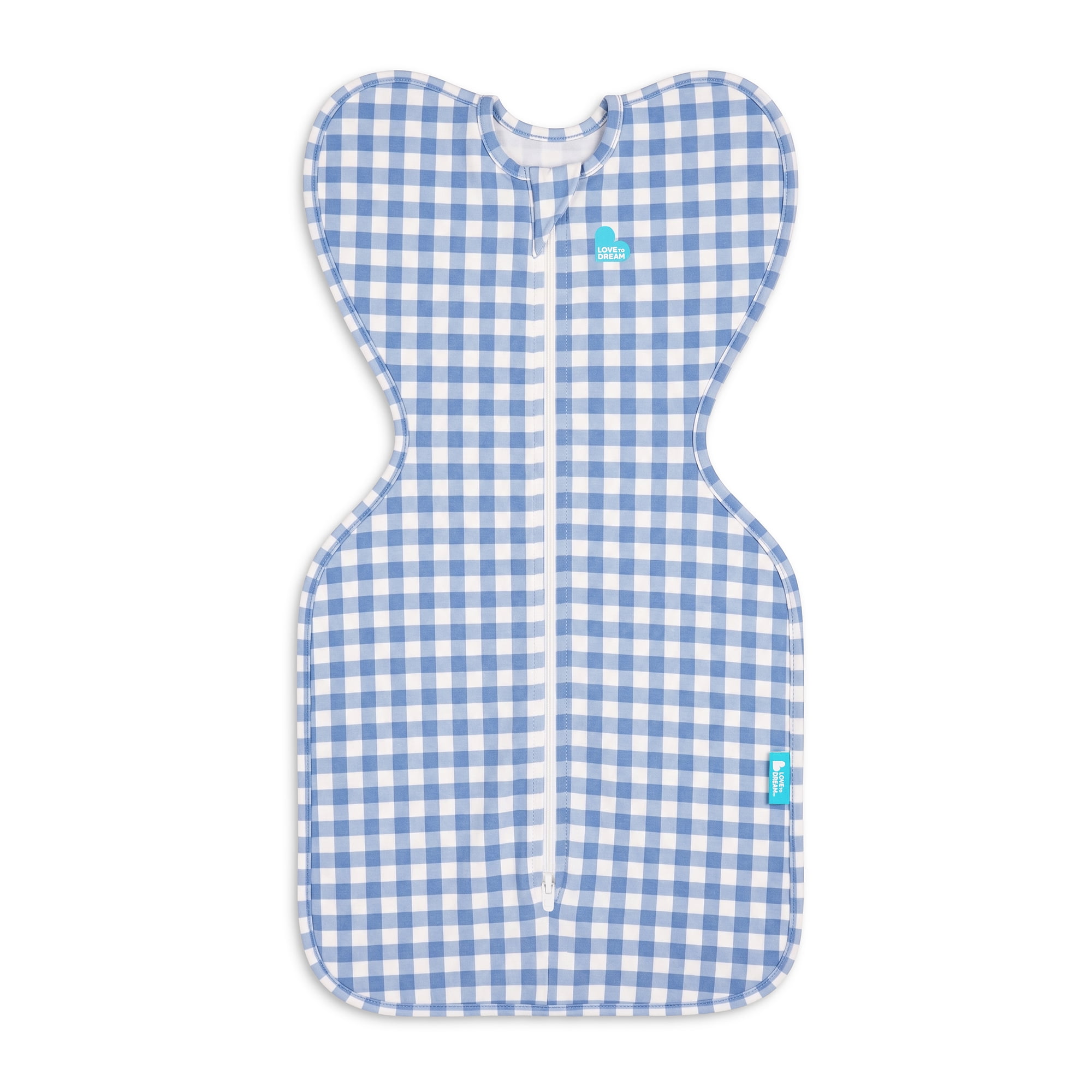 Love To Dream Swaddle Up Original Sleep Sack, 4-Way Stretch, Cotton Blend, 1.0 TOG, Blue Gingham, Small