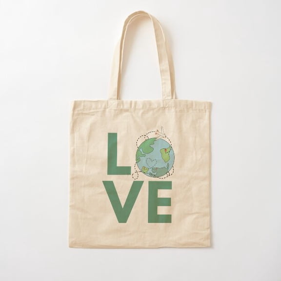 Love To Travel The World Cotton Tote Bag Canvas Tote Bag, Family Gift For Mother, Her