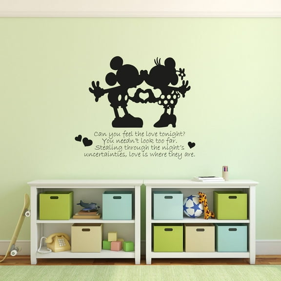 Love Tonight Mickey Mouse Quote Disney Cartoon Quotes Wall Sticker Art Decal for Girls Boys Room Bedroom Nursery Kindergarten House Fun Home Decor Stickers Wall Art Vinyl Decoration Size (8x10 inch)