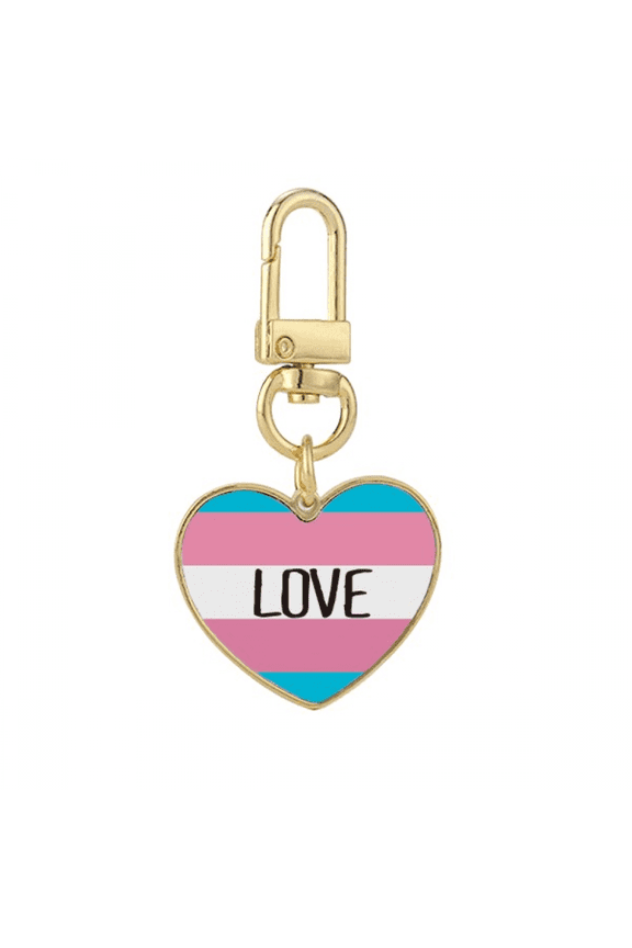 Love Transgender LGBT Support Gold Heart Keychain Metal Keyring Holder