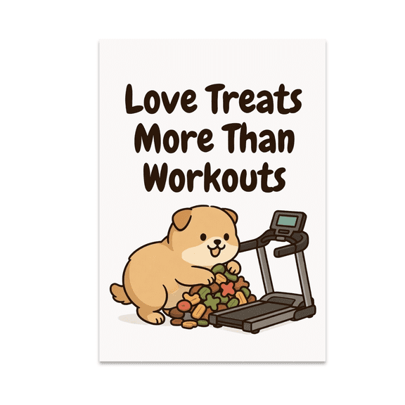 Love Treats More Than Workouts - Pet Weight Management Humor - 13x19 Poster Print