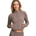 thumbnail image 1 of Love Tree Women's Active Workout Cropped Slim-Fit Yoga Athletic Jacket (Truffle, Small), 1 of 3