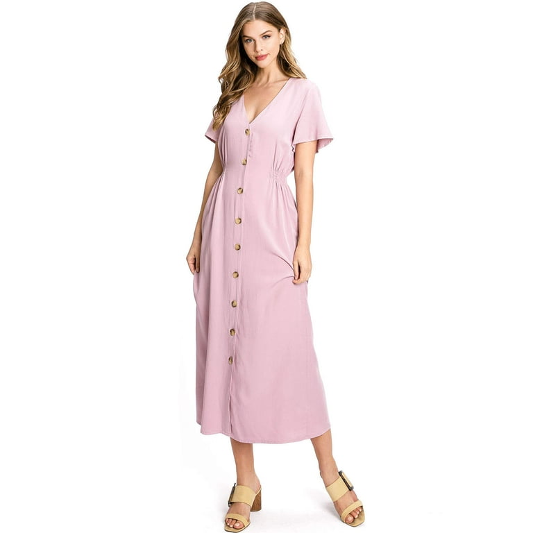Button front midi tea dress cheap