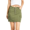 thumbnail image 1 of Love Tree Women's Juniors Cargo Denim Mini Skirt (M, Olive), 1 of 4