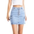 thumbnail image 1 of Love Tree Women's Juniors Cargo Denim Mini Skirt (S, Light), 1 of 4
