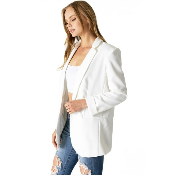 Love Tree Women's Juniors Classic Office Workwear Boyfriend Blazer (XL, Ivory)