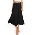 thumbnail image 1 of Love Tree Women's Juniors Classic Shirred Boho Midi Skirt (Black, Small), 1 of 4