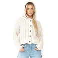 thumbnail image 1 of Love Tree Women's Juniors Cozy Cable Knit Hoodie Cardigan (Butter, M), 1 of 5
