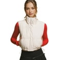 thumbnail image 1 of Love Tree Women's Juniors Cropped Faux Leather Puffer Vest  (Ivory, Large), 1 of 3