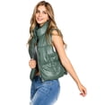 thumbnail image 1 of Love Tree Women's Juniors Faux Leather Puffer Vest (Small, Green), 1 of 4