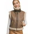thumbnail image 1 of Love Tree Women's Juniors Faux Leather Shearling Vest (Truffle, Small), 1 of 2