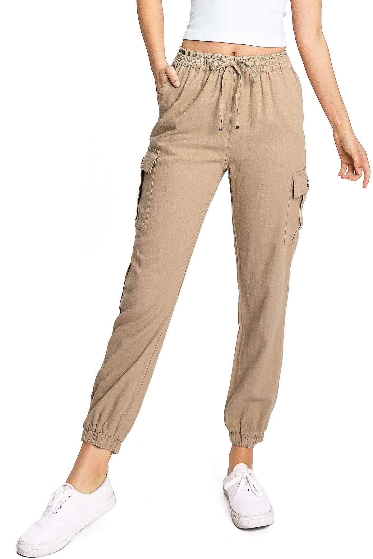 Cropped linen joggers sales