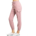thumbnail image 1 of Love Tree Women's Juniors High Rise Crop Linen Jogger Pants (Large, Mauve), 1 of 3