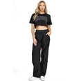 thumbnail image 1 of Love Tree Women's Juniors High Rise Nylon Parachute Wide-Leg Skater Pants (Black, Medium), 1 of 3