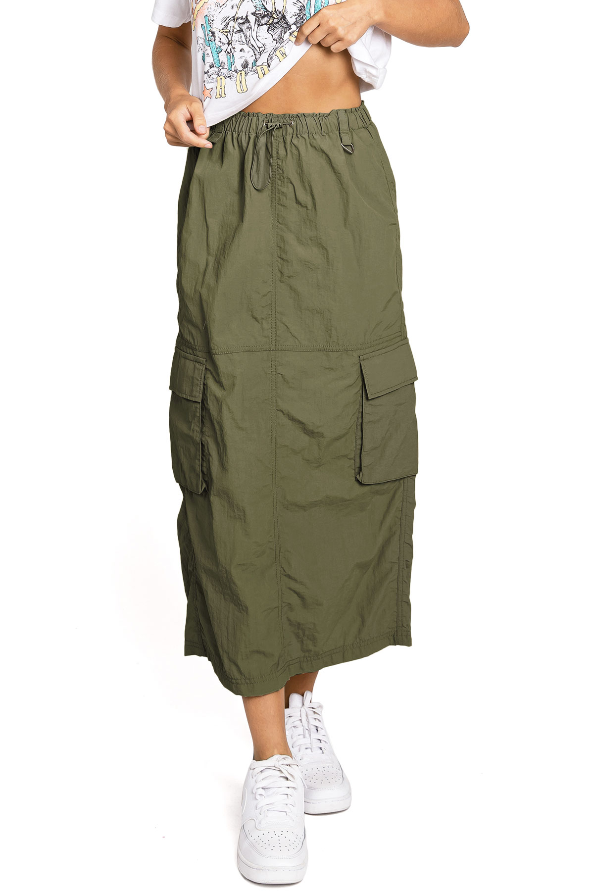 Love Tree Women's Juniors Light Nylon Parachute Skater Cargo Skirt