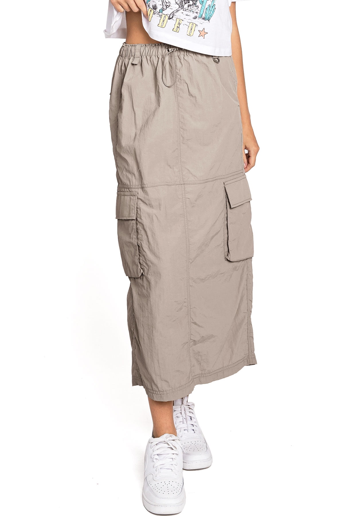Love Tree Women's Juniors Light Nylon Parachute Skater Cargo Skirt