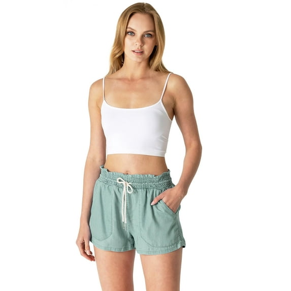 Love Tree Women's Juniors Mid Rise Casual Lounge Tencel Shorts (Mint, Large)