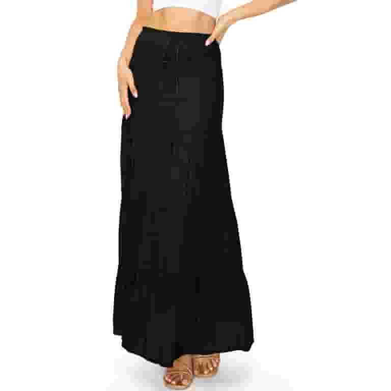 スカート Pocket Thaslan Long Skirt 3COL Love Tree Women's Juniors Smocked Waist Shirred Boho Maxi