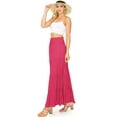 thumbnail image 1 of Love Tree Women's Juniors Smocked Waist Shirred Boho Maxi Skirt (Fuchsia, Large), 1 of 3