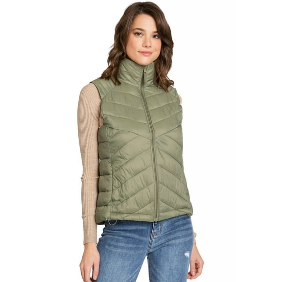 Love Tree Women's Juniors Ultra Light Packable Puffer Vest  (Moss Green, Large)