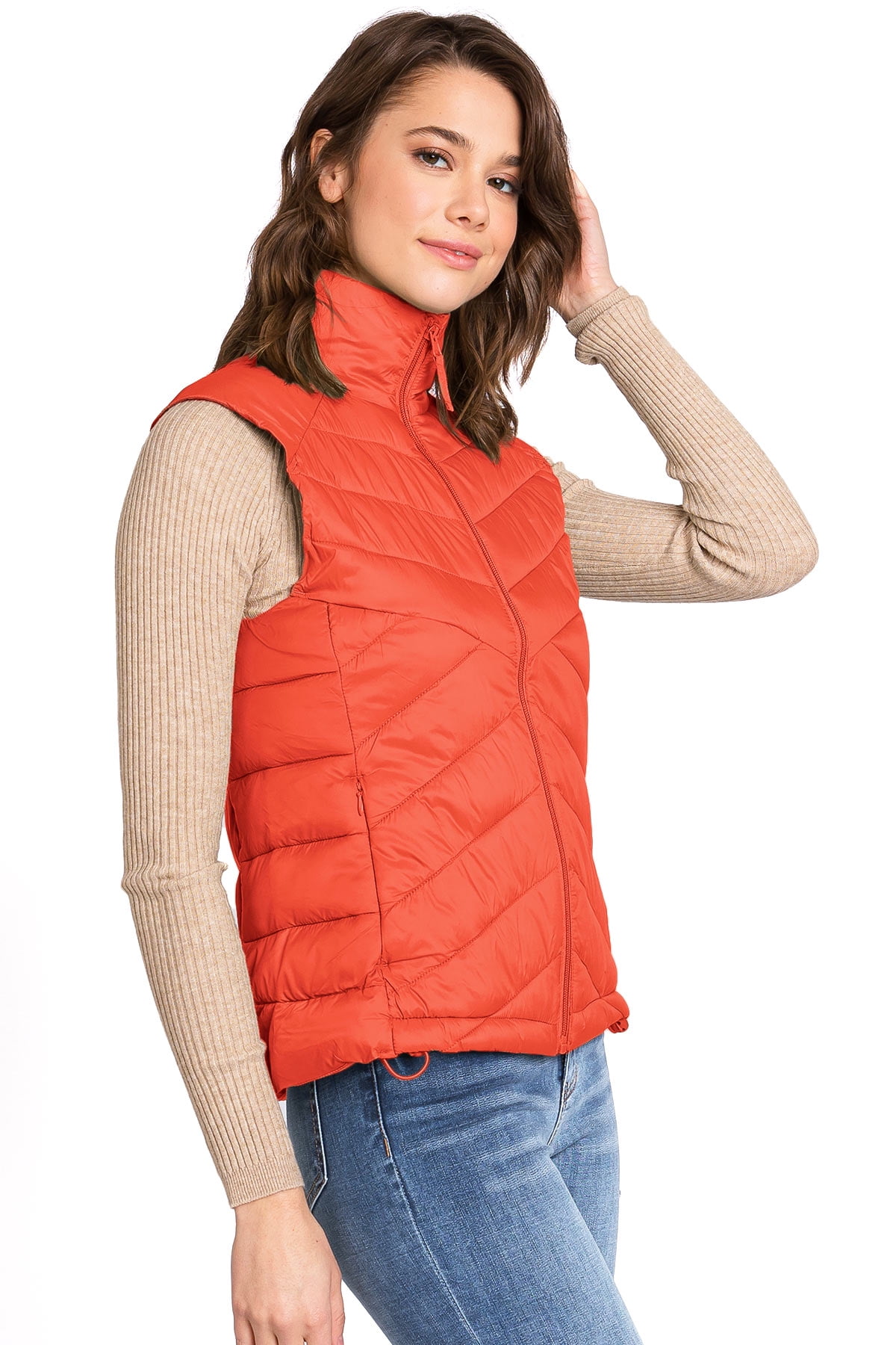 Love Tree Women's Juniors Ultra Light Packable Puffer Vest (Tomato