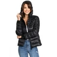 thumbnail image 1 of Love Tree Women's Juniors Ultra Light Slim Packable Quilted Travel Jacket (Black Hooded, Small), 1 of 5