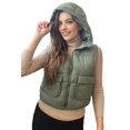 thumbnail image 1 of Love Tree Women's Juniors Water Resistant Synthetic Down Puffer Vest (Green-D, Large), 1 of 2