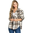 thumbnail image 1 of Love Tree Women's Oversize Plaid Button Down Shirt Coat Shacket  (Small, Black), 1 of 4