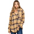 thumbnail image 1 of Love Tree Women's Oversize Plaid Hooded Flannel Shirt (Large, Yellow), 1 of 3